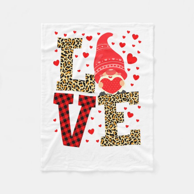Love Gnome Teacher Squad Valentines Day Teacher St Fleece Blanket (Front)