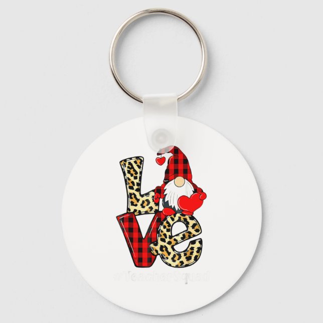 Love Gnome Teacher Squad Valentines Day Teacher St Key Ring (Front)