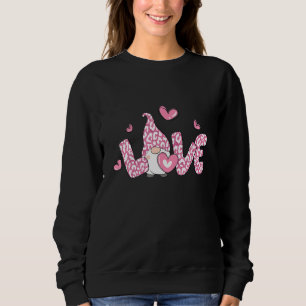Love Gnome Valentine Day Pink Leopard Heart Matchi Sweatshirt
