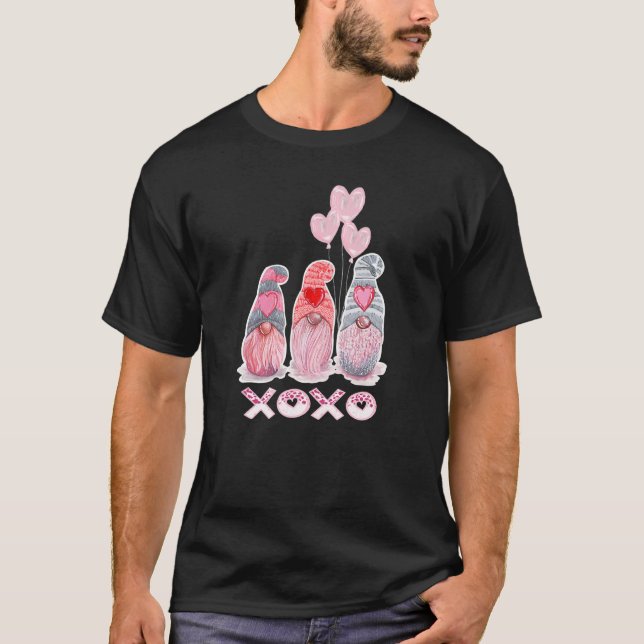 Love Gnome Valentines Day Love Valentine Gnomes He T-Shirt (Front)