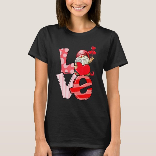 Love Gnome Valentines Day Love Valentine Pajamas G T-Shirt (Front)