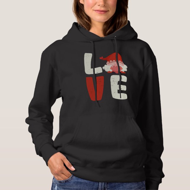 Love Gnome Valentine's Day  V Day Gnomes  Couples Hoodie (Front)