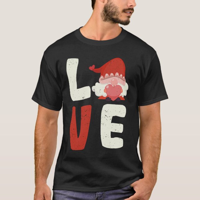 Love Gnome Valentine's Day  V Day Gnomes  Couples T-Shirt (Front)