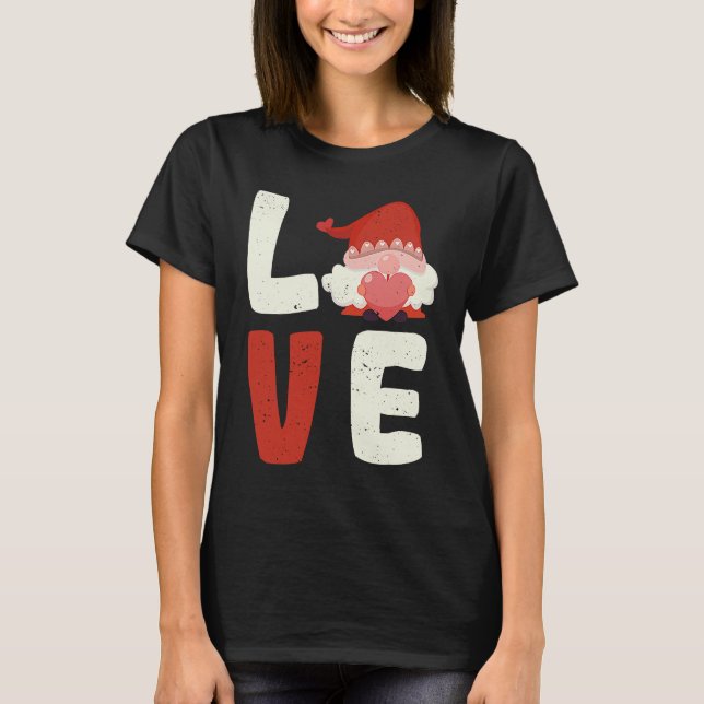 Love Gnome Valentine's Day  V Day Gnomes  Couples T-Shirt (Front)