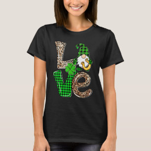 LOVE Gnomes Leopard Plaid Irish St Patricks Day Gi T-Shirt