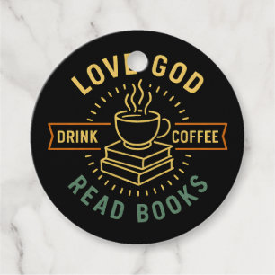 Love God Drink Coffee Read Books Lovers Vintage Favour Tags