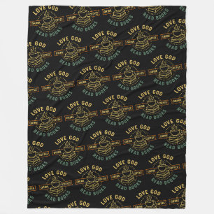Love God Drink Coffee Read Books Lovers Vintage Fleece Blanket