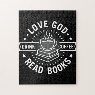 Love God Drink Coffee Read Books Lovers Vintage Jigsaw Puzzle