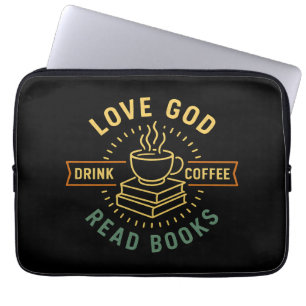 Love God Drink Coffee Read Books Lovers Vintage Laptop Sleeve