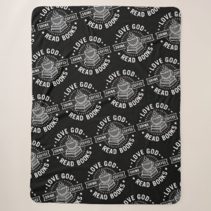 Love God Drink Coffee Read Books Lovers Vintage Sherpa Blanket