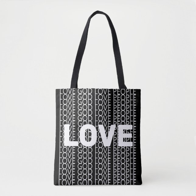Love God Love People Repeat Text Christian Tote Bag (Front)