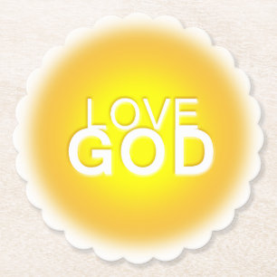 Love God Sunny Golden Paper Coaster