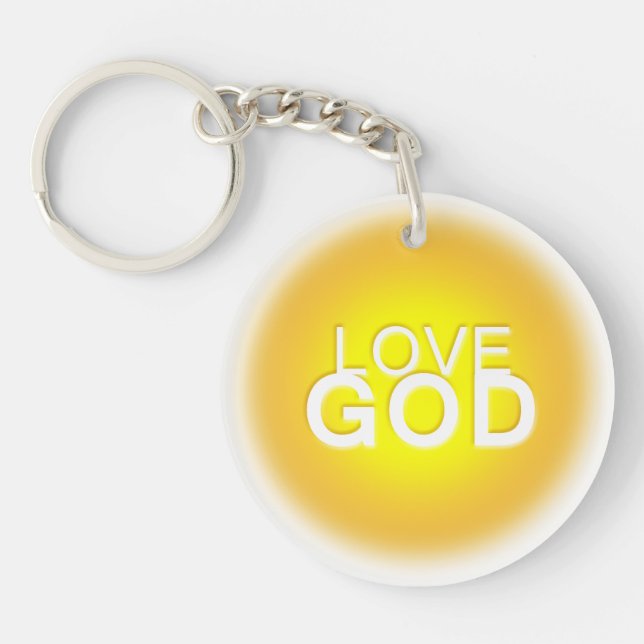 Love God Sunny Golden Yellow Round Key Ring (Front)