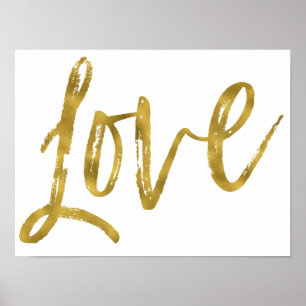 Love Gold Foil and White Inspirational Word Poster