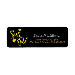 Love Gold Save The Date Heart Shape Brushed Return Address Label
