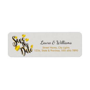 Love Gold Save The Date Heart Shape Brushed Return Address Label