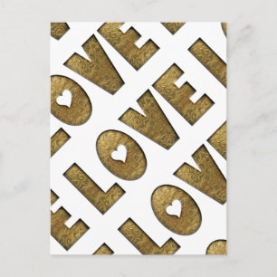 Love Gold Text Word Elegant Golden Decorative Postcard