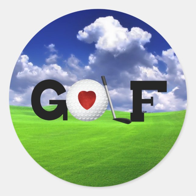 Love Golf Classic Round Sticker (Front)