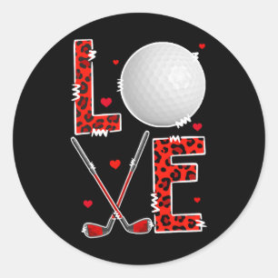 Love Golf Player Team Valentine's Day Costume Leop Classic Round Sticker