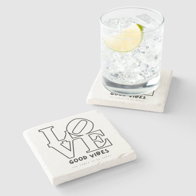 LOVE GOOD VIBES STONE COASTER (Side)