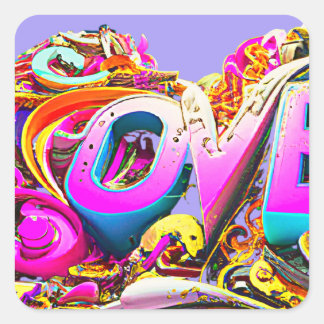 Love graffiti colourful       square sticker