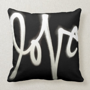 Love graffiti cushion - black & white