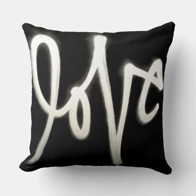 Love graffiti cushion - black & white (Front)