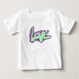 love graffiti purple green mint typography dots  baby T-Shirt