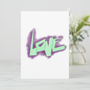 love graffiti purple green mint typography dots  holiday card