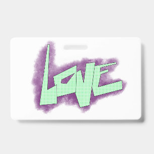love graffiti purple green mint typography dots  ID badge