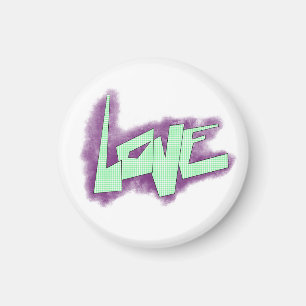 love graffiti purple green mint typography dots magnet