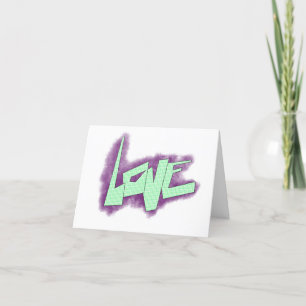 love graffiti purple green mint typography dots thank you card