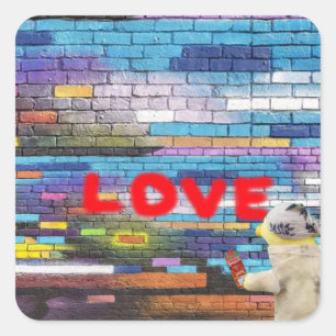 Love Graffiti wall art. Square Sticker