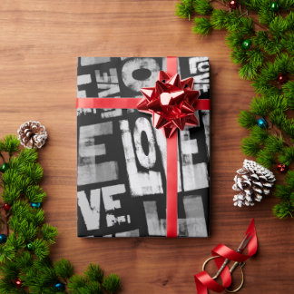 Love Graffiti Wrapping Paper - Black and White