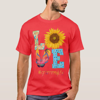 LOVE Grammy Life Flip Flops Sunflower Summer Mothe T-Shirt