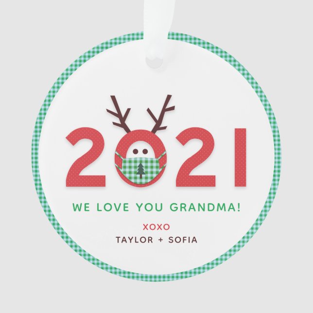 Love Grandma 2021 Custom Photo Acrylic Ornament (Front)
