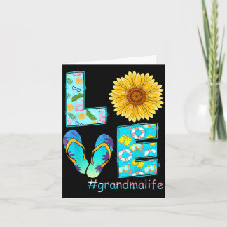 LOVE Grandma Life Flip Flops Hippie Sunflower Card