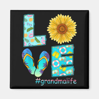 LOVE Grandma Life Flip Flops Hippie Sunflower Magnet