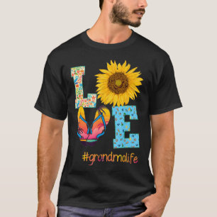 LOVE Grandma Life Flip Flops Hippie Sunflower Summ T-Shirt