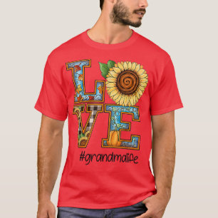 Love Grandma Life Sunflower Pumpkins Fall Autumn T-Shirt