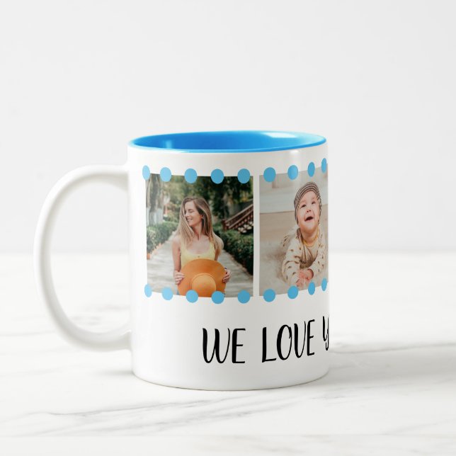 Love Grandma Sweet Blue 4 Photo Collage Mug (Left)