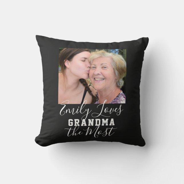 LOVE GRANDMA THE MOST Custom Photo Mother's Day Cushion (Front)