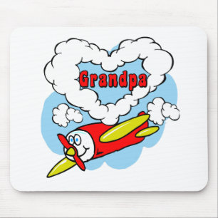 Love Grandpa Kids Aeroplane Mouse Pad