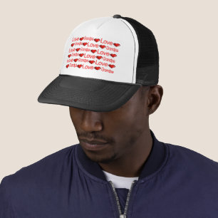 Love Grandpa Red Hearts Trucker Hat