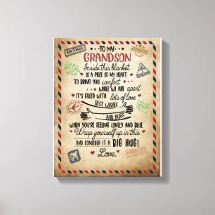Love Grandson Letter To My Grandson From Grandma Canvas Print