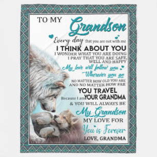Love Grandson   Letter To My Grandson From Grandma Fleece Blanket