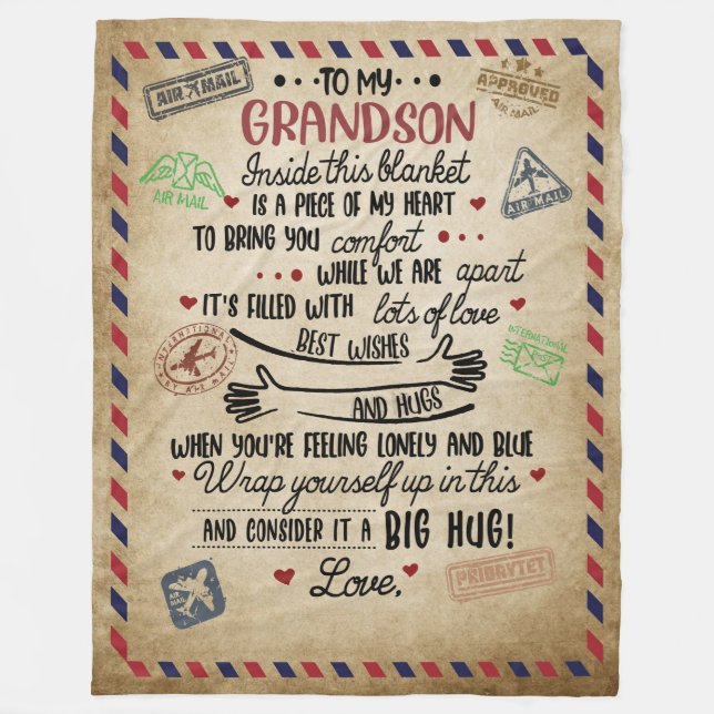Love Grandson | Letter To My Grandson From Grandma Fleece Blanket (Front)