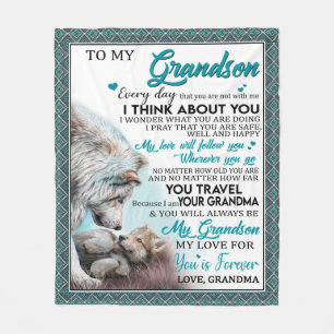 Love Grandson   Letter To My Grandson From Grandma Fleece Blanket