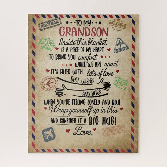 Love Grandson | Letter To My Grandson From Grandma Jigsaw Puzzle (Vertical)