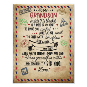 Love Grandson   Letter To My Grandson From Grandma Photo Print